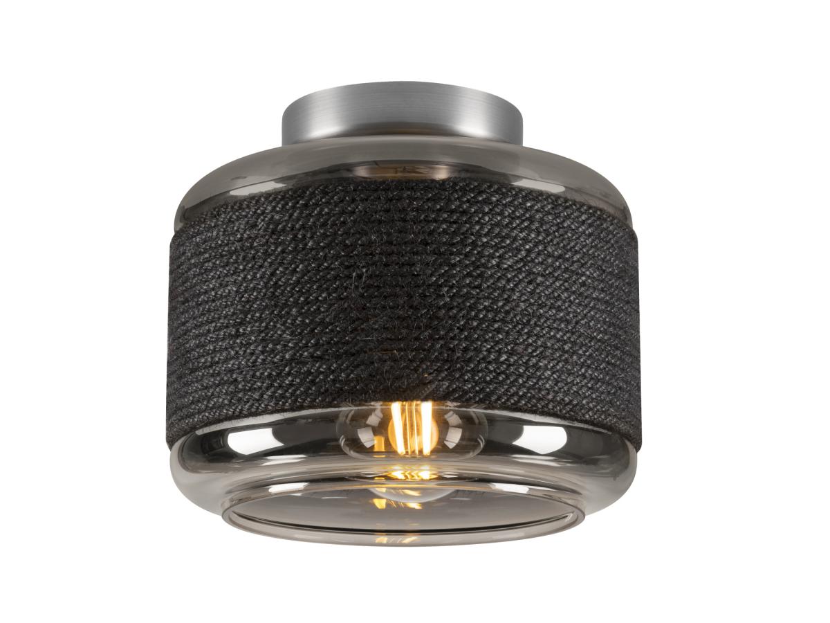 SLV Plafonnier Pantilo Rope 19, noir/gris/argent, verre