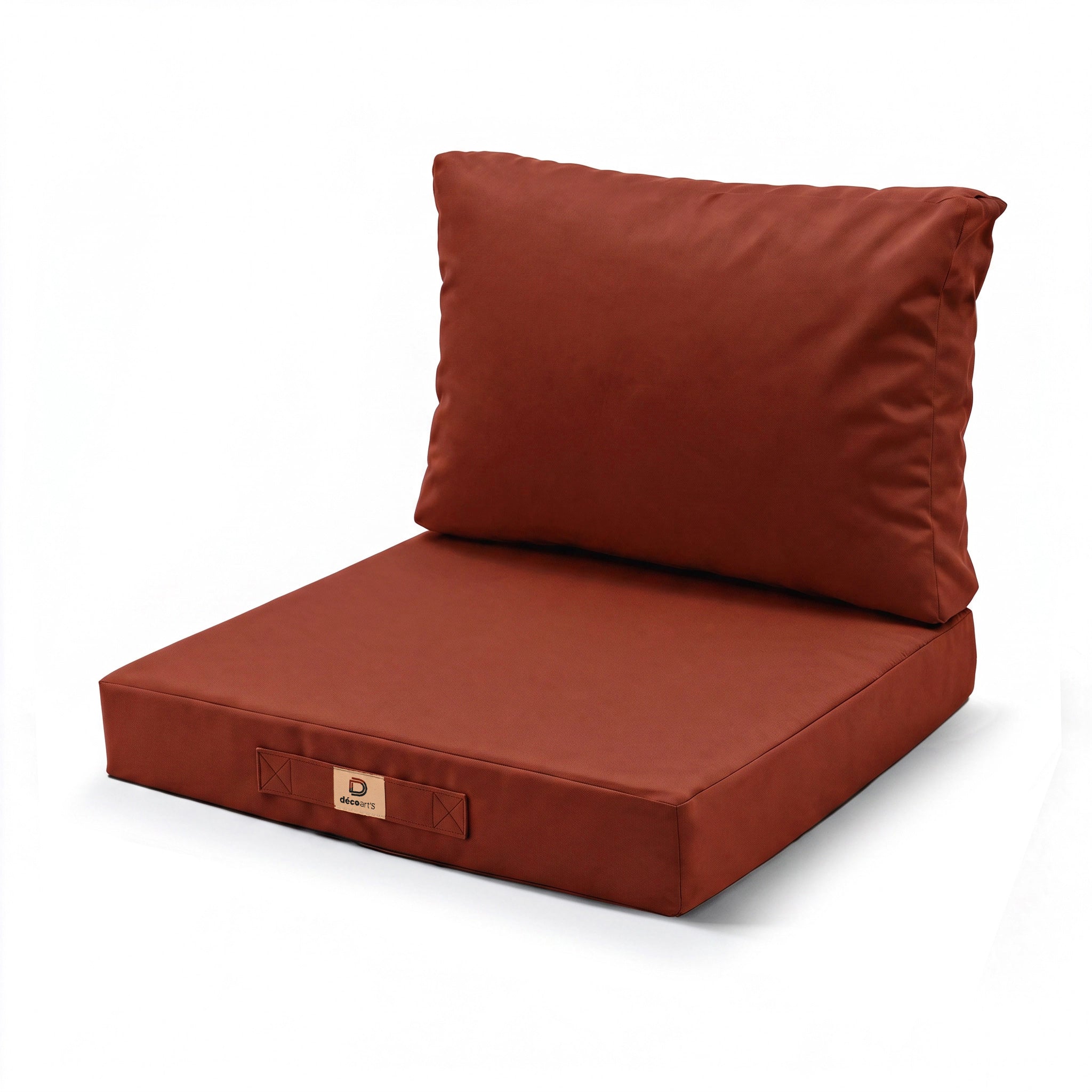 Ensemble Coussins Salon Jardin 50x50 Terracotta - Déhoussable & Anti-uv (assise + Dossier)