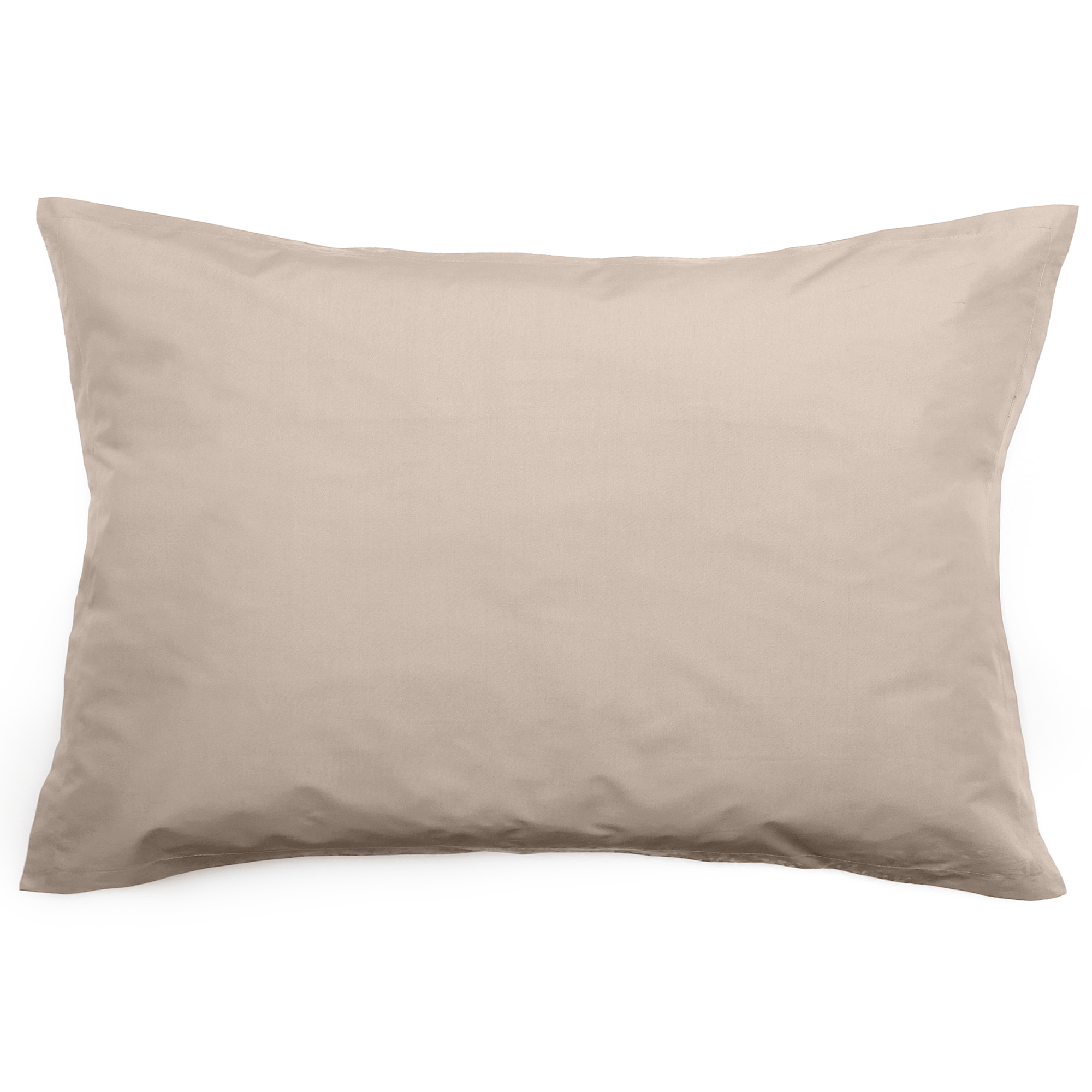 Taie D'oreiller Volants Plats 50x70 Cm Percale Manoir Beige Lin