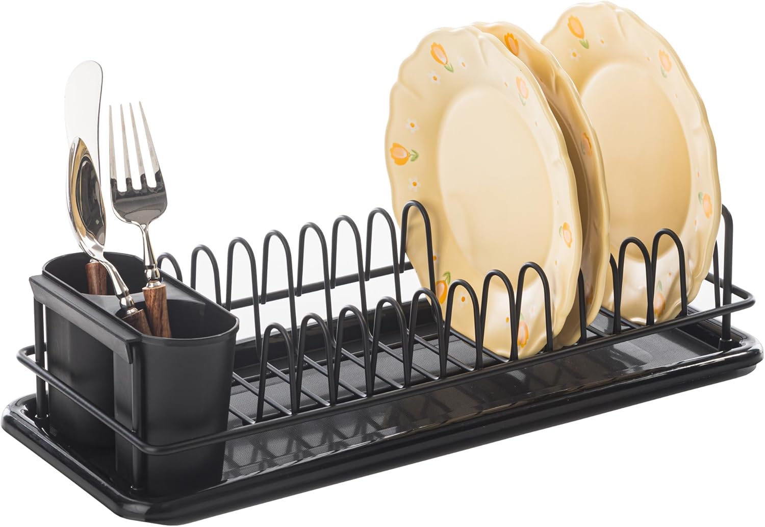 Égouttoir À Vaisselle Jusqu'à 12 Assiettes + Couverts 41 X 17 X 10 Cm Noir