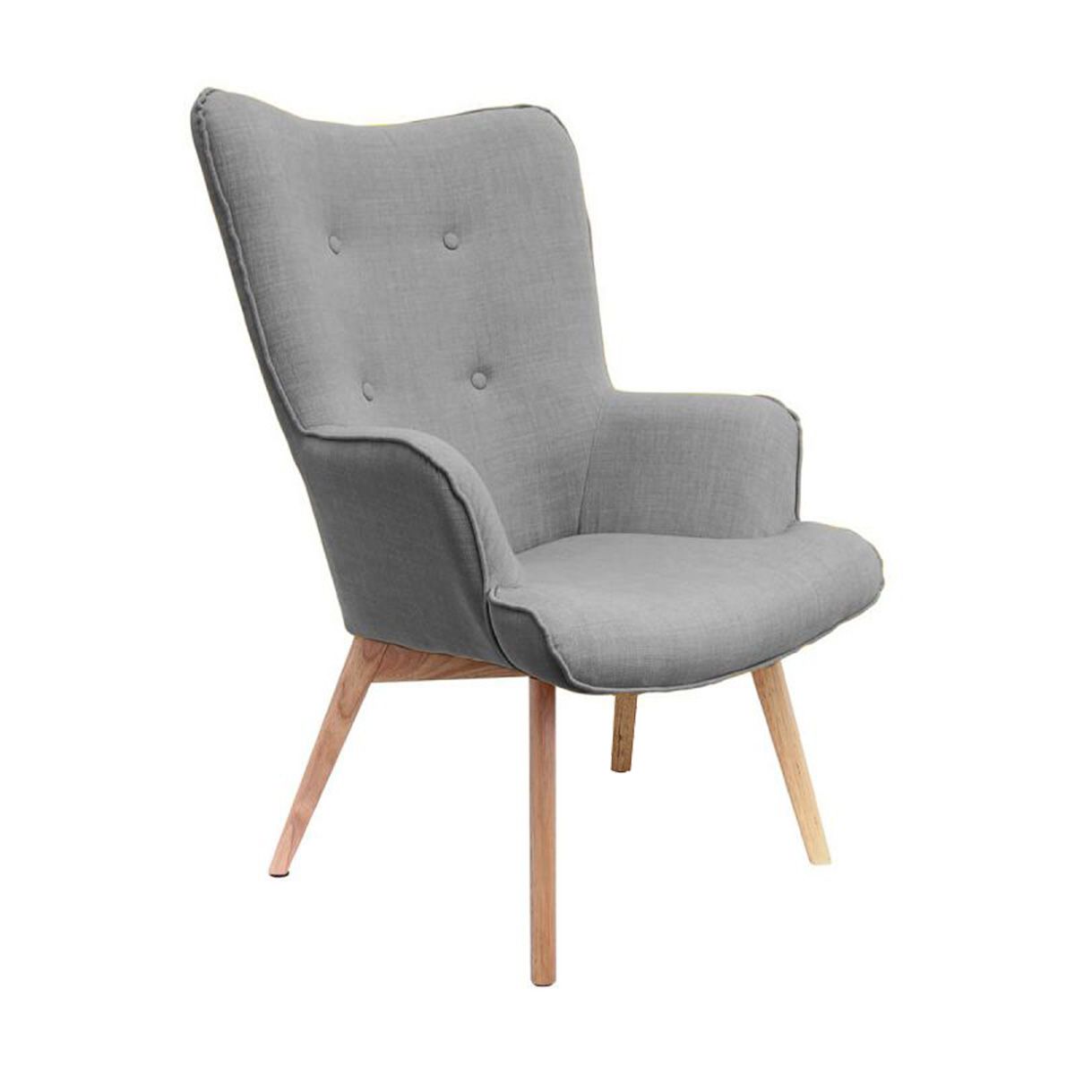 Hayna - Fauteuil Gris Et Piétement Naturel