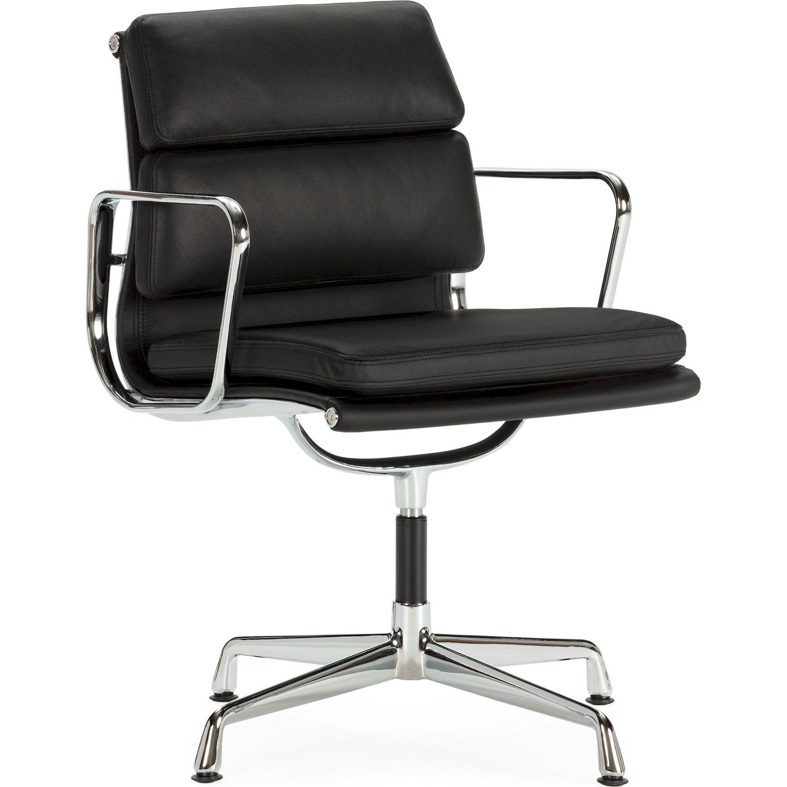 Chaise De Bureau Design Cuir Noir Et Aluminium Chromé Élégante - Noir Cuir Et Aluminium Chromé