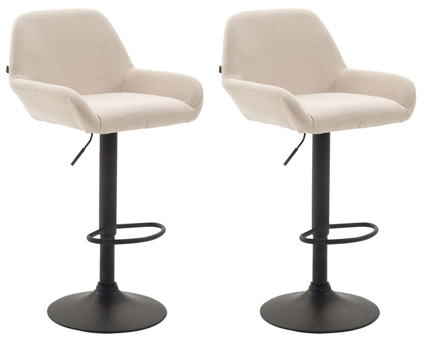 Lot De 2 Tabourets De Bar Moderne Et Confortable En Tissu Crème Pieds Trompette Tdb10226
