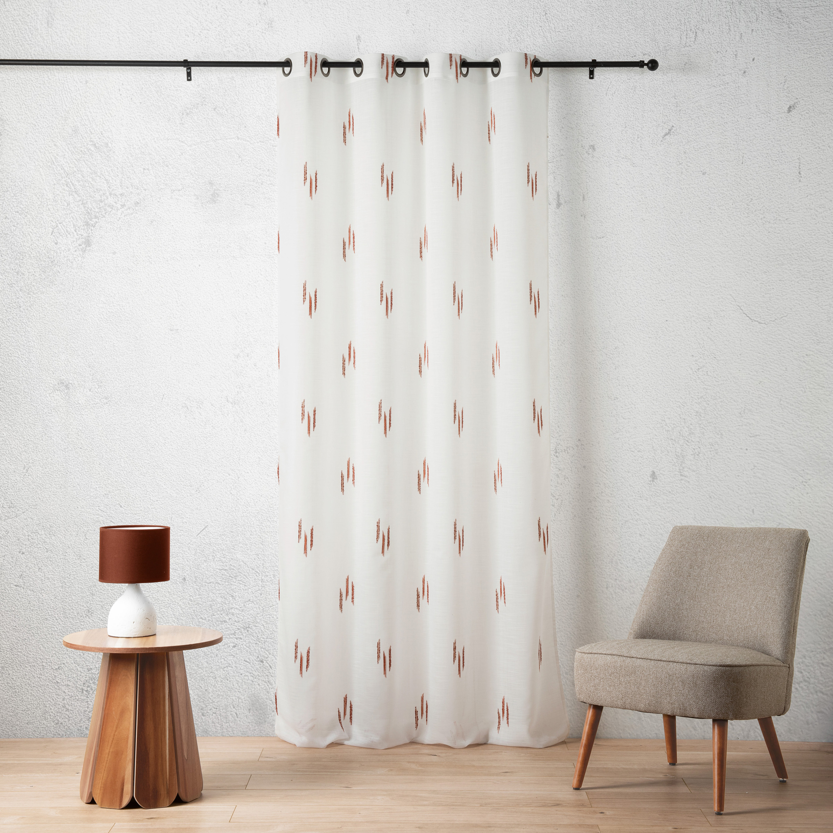 Voilage Texturé Motif Fil Coupé Esprit Ikat