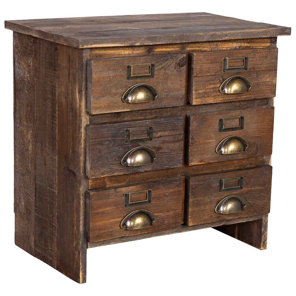 Table De Chevet En Bois À 6 Tiroirs 48,5x31x46h Cm