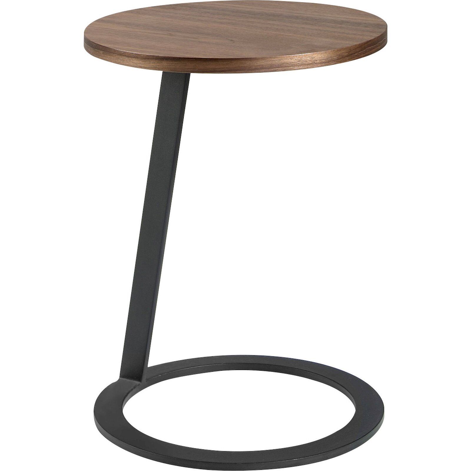 Table D'Appoint Angel Cerda En Noyer Et Acier Noir - Noyer Élégant Avec Touches D'Acier Noir