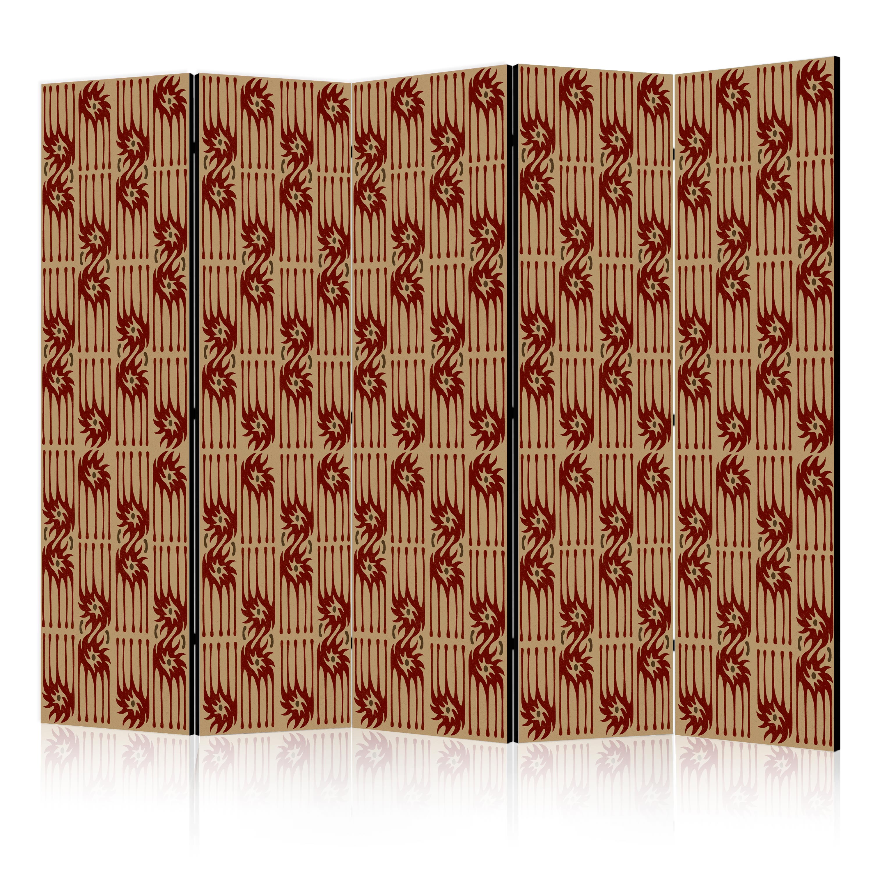 Paravent -formes Abstraites Rouges Inspirées De Tribal 225x172