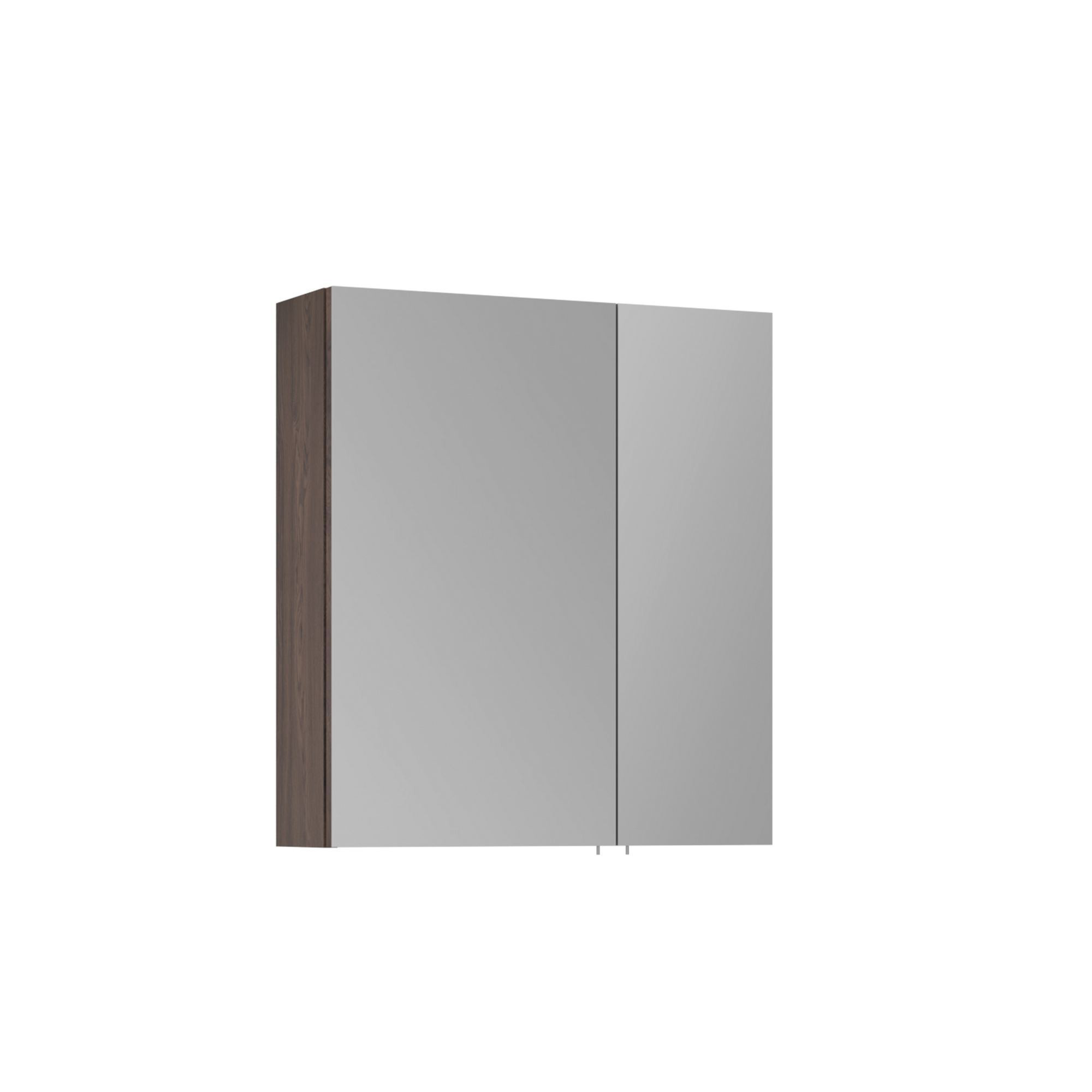 Meuble Salle De Bain Avec Miroir "side 60" - 60 X 16 X 66 Cm - Dark Walnut