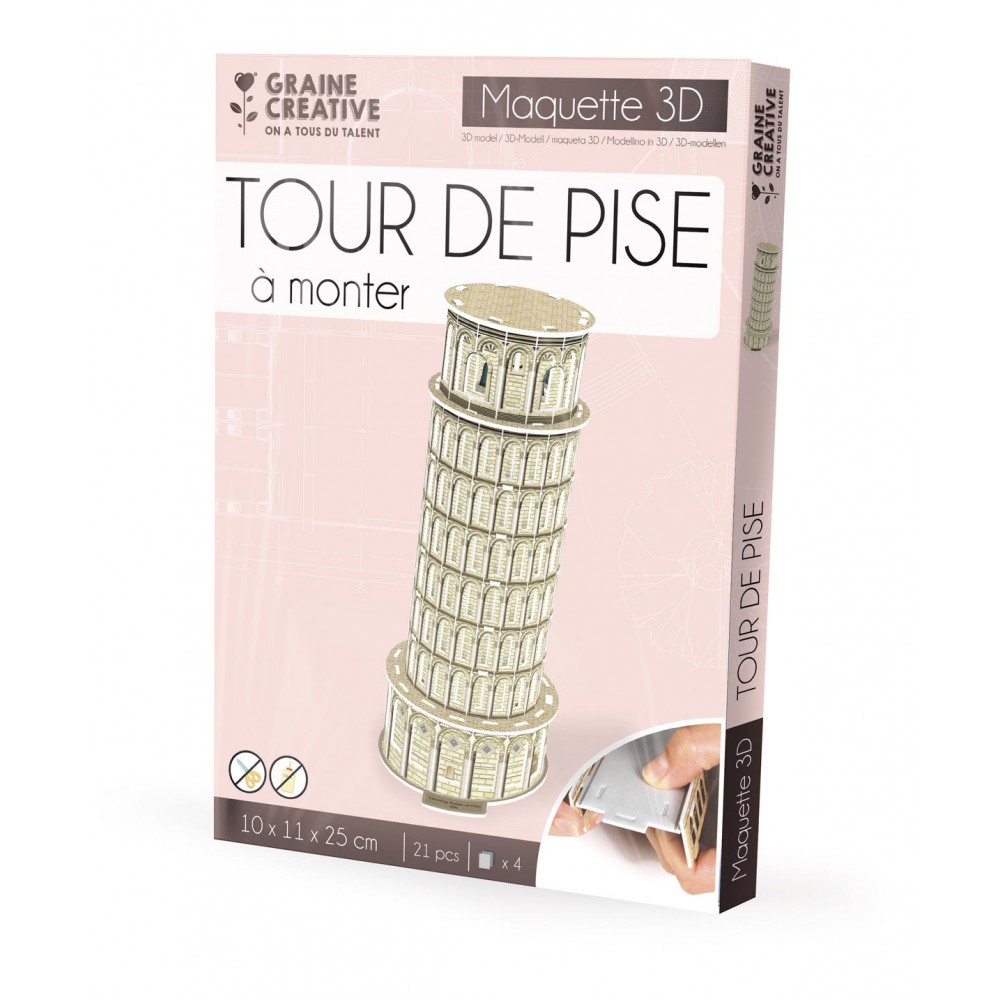 Maquette Graine_creative Puzzle Maquette Tour De Pise 30.5x2.0 Cm Multicolor Polystyrène