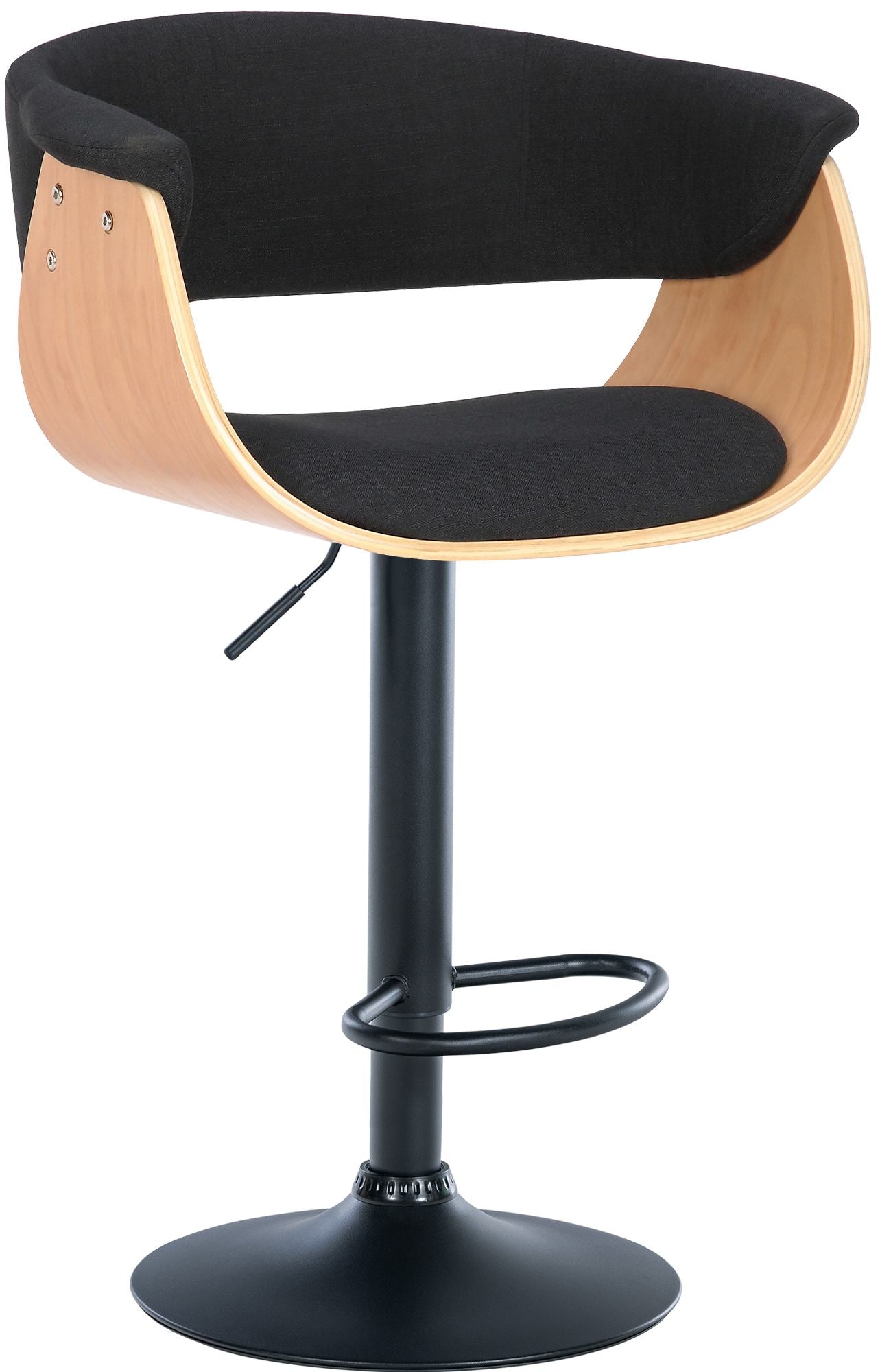 Tabouret De Bar Design Moderne Siège Réglable En Hauteur Et Pivotant En Tissu Noir Coque 10_0005454