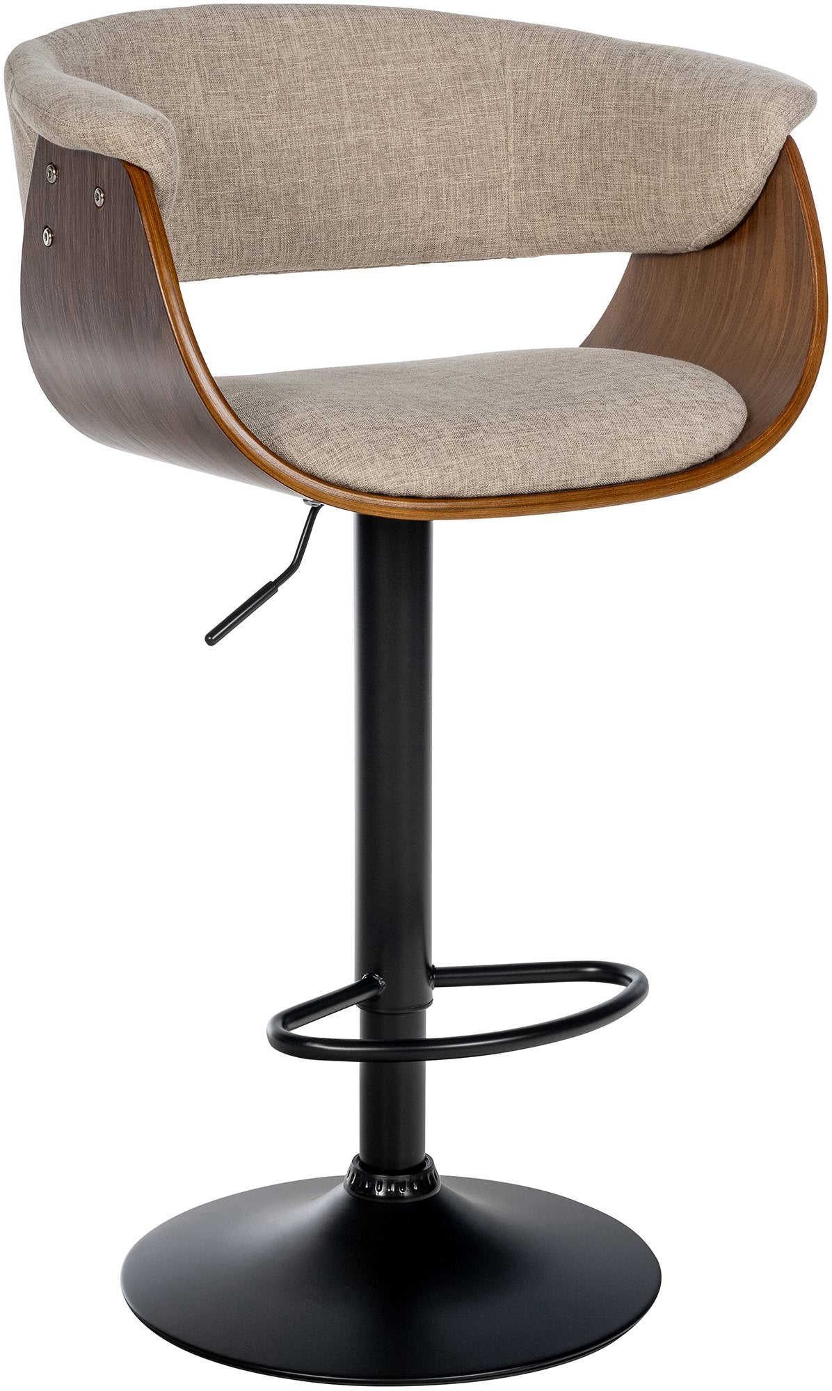 Tabouret De Bar Design Moderne Siège Réglable En Hauteur Et Pivotant En Tissu Crème Coque 10_0005455