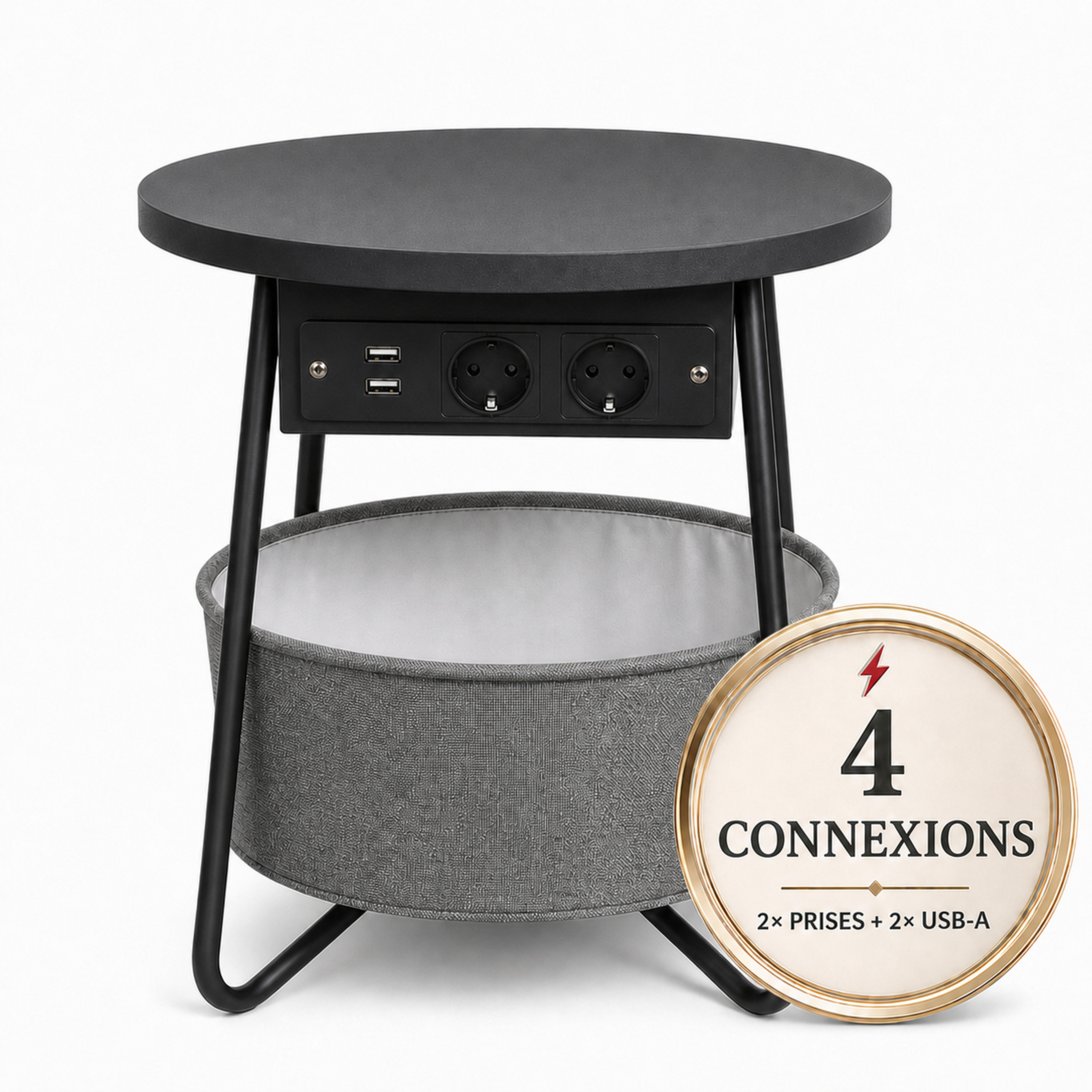 Table D'appoint Dario Table Ronde Ø 45 Cm Noir