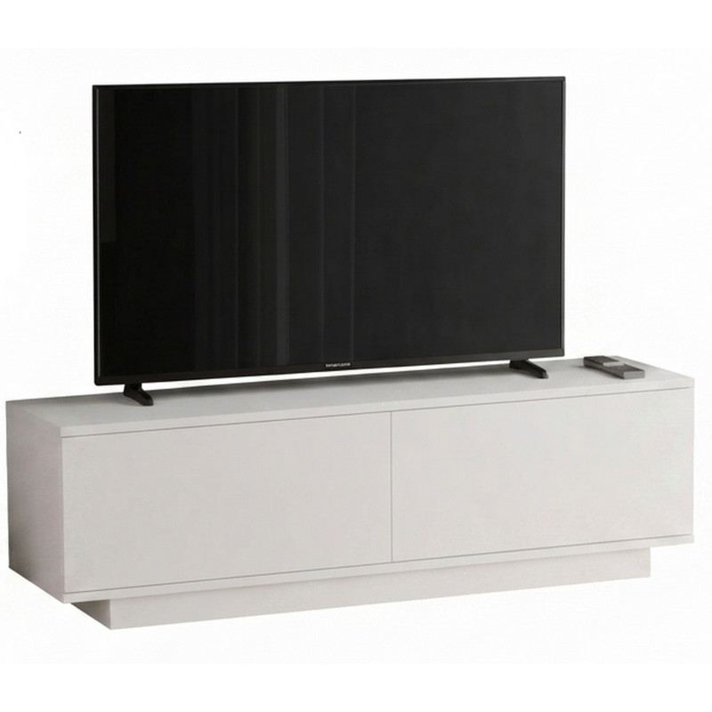 Meuble Tv Beaux Meubles Pas Chers 60 Pouces 2 Portes Abattantes 2 Niches Blanc