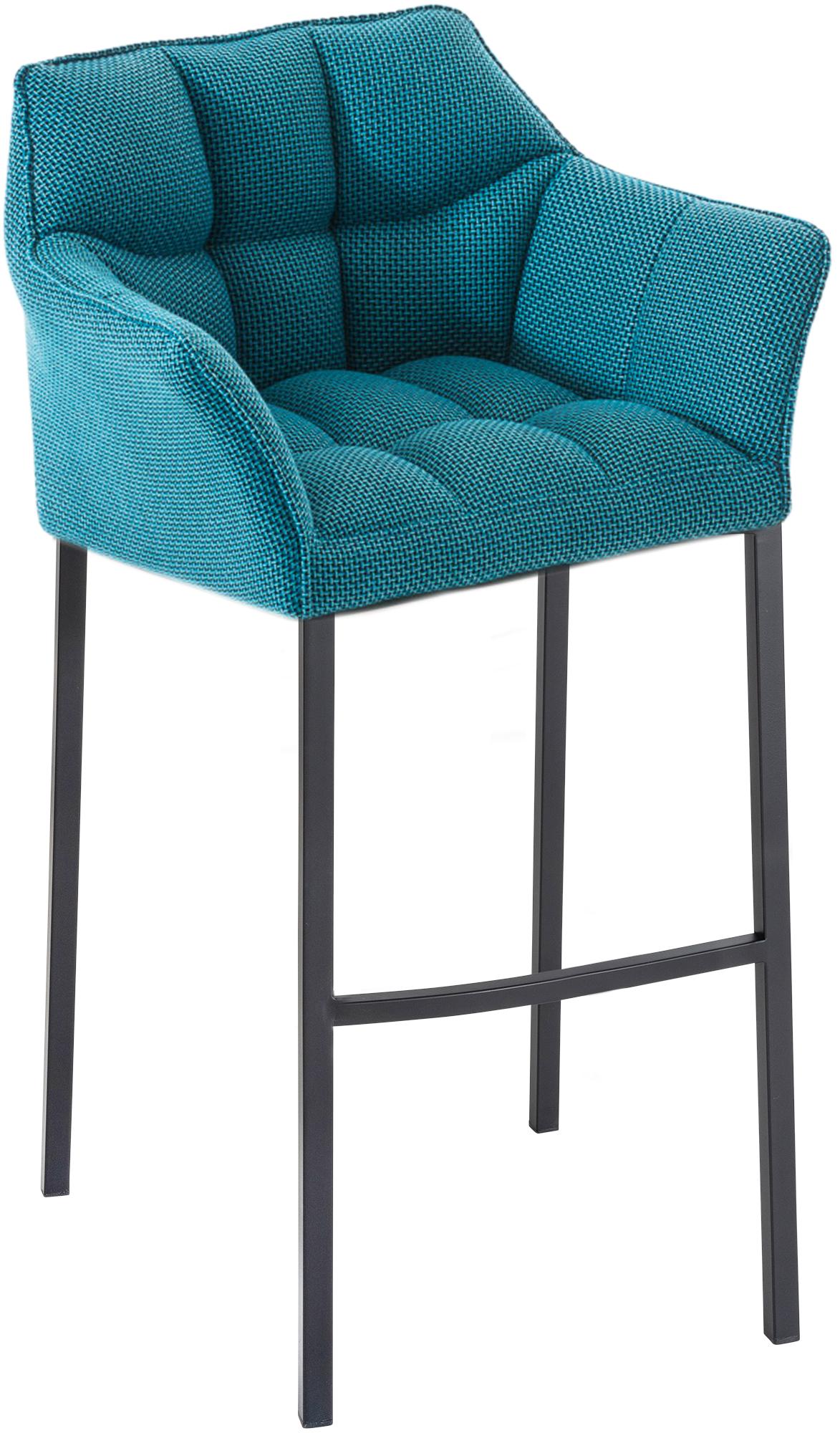 Tabouret De Bar Damaso B En Tissu Avec Structure À 4 Pieds Turquoise