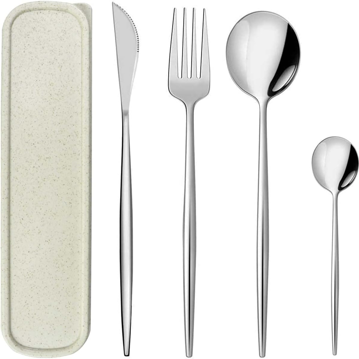 Ménagères Assorties En Acier Inoxydable, 4 Pcs Couverts Camping Set De Voyage