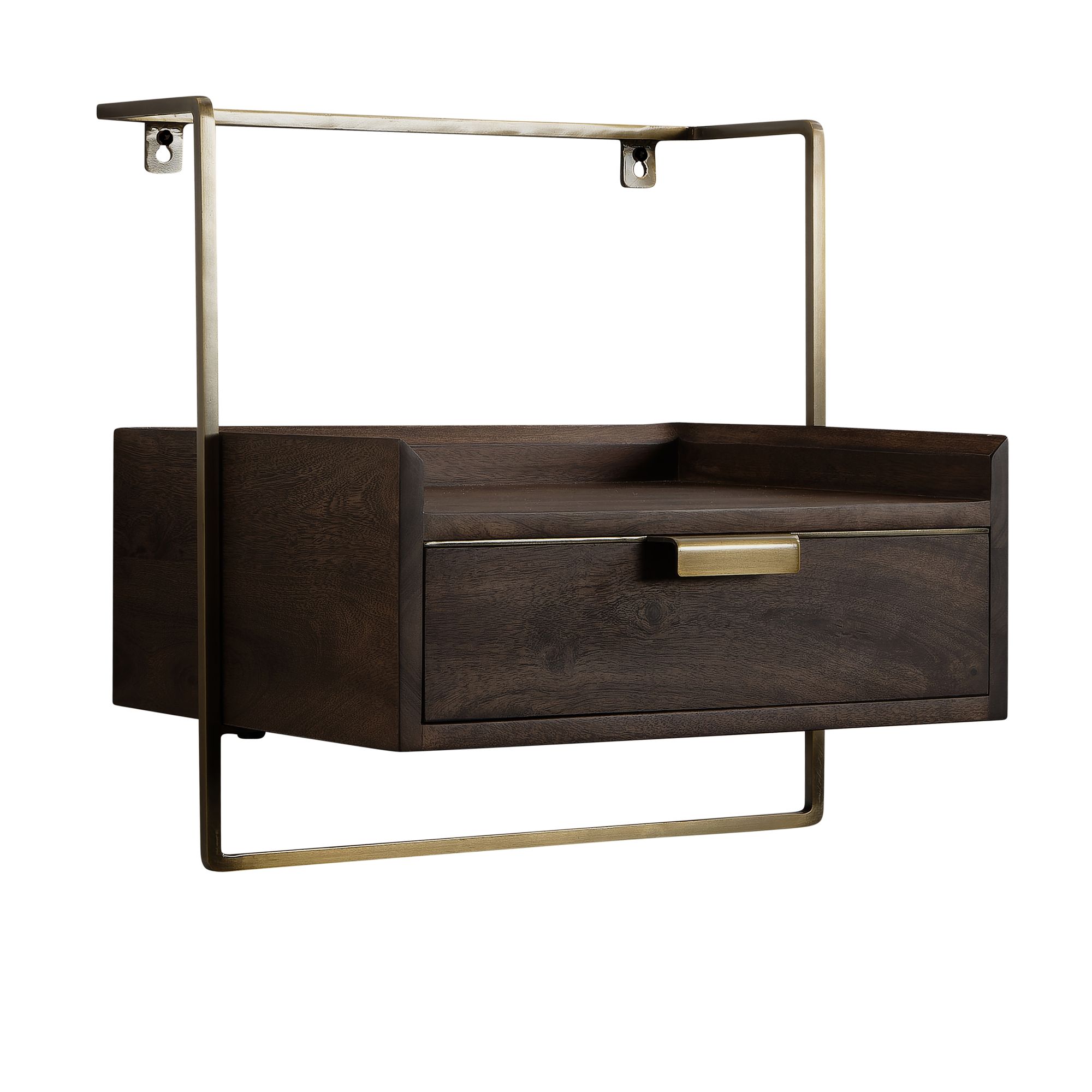 Finebuy Table De Chevet Murale Bois Massif Métal Flottante De Nuit 44x45x35 Cm