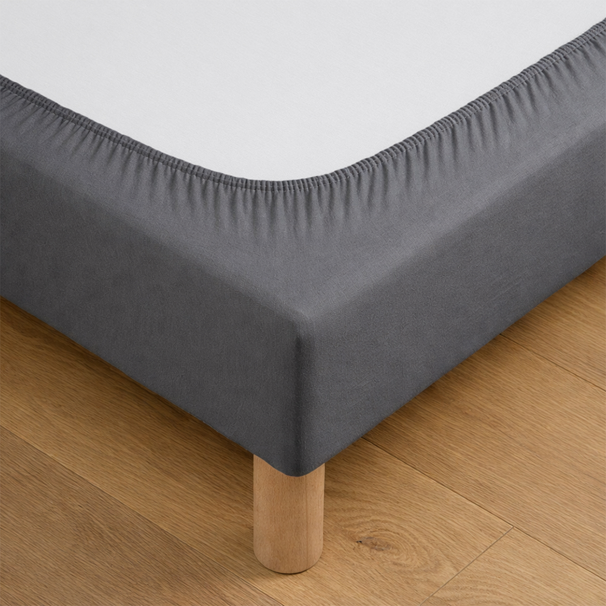 Cache Sommier Jersey Coton Extensible Gris 90x190 Cm