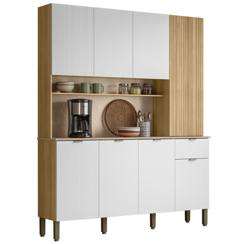 Buffet Beaux Meubles Pas Chers Slow 8 Portes 1 Tiroir 18 Niches Chêne Blanc
