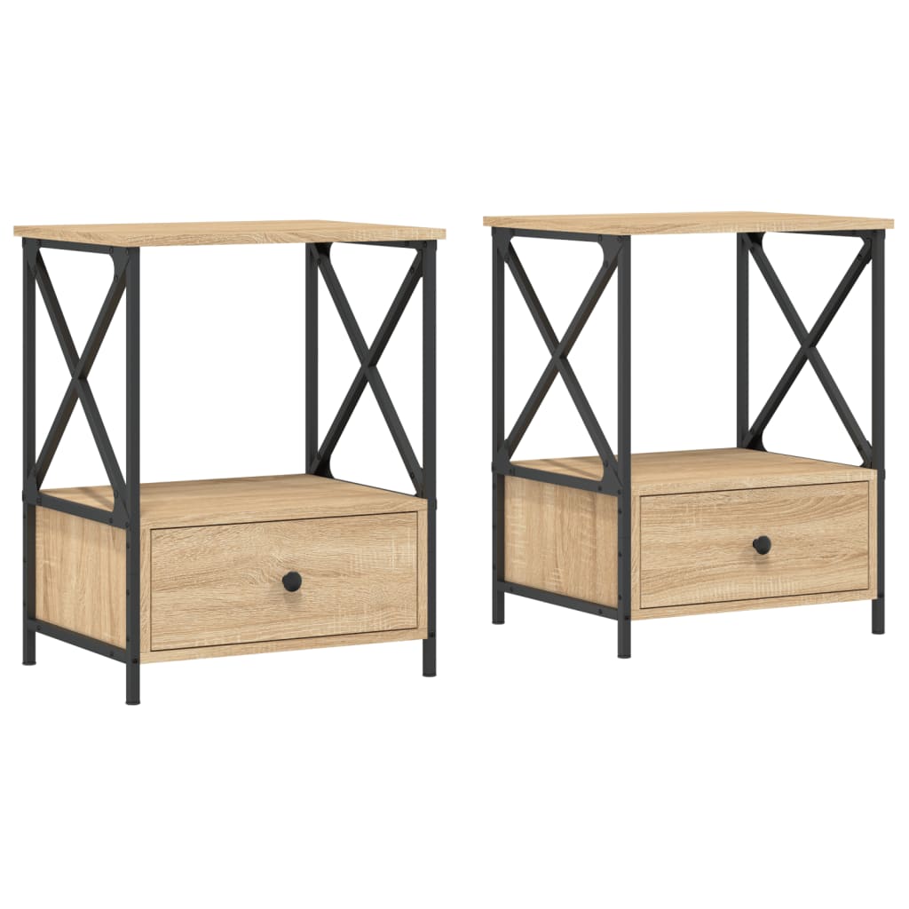 Lot De 2 Tables De Chevet Avec Tiroir Et Étagère 50 X 41 X Dec035293