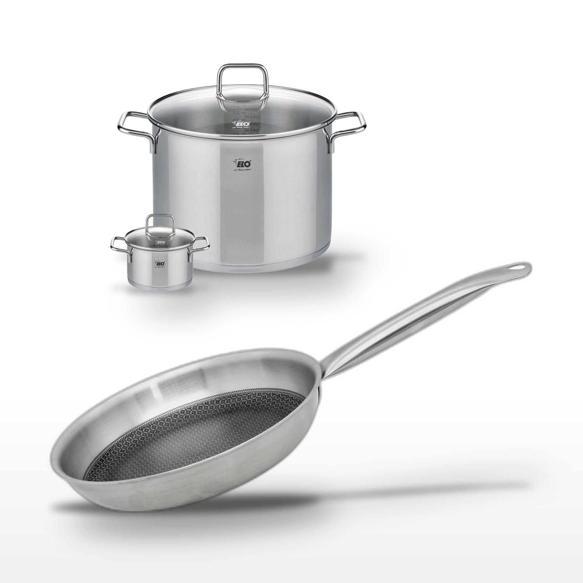 Batterie 1 Poêle 28cm + 2 Faitouts 12/26cm Relief Solution