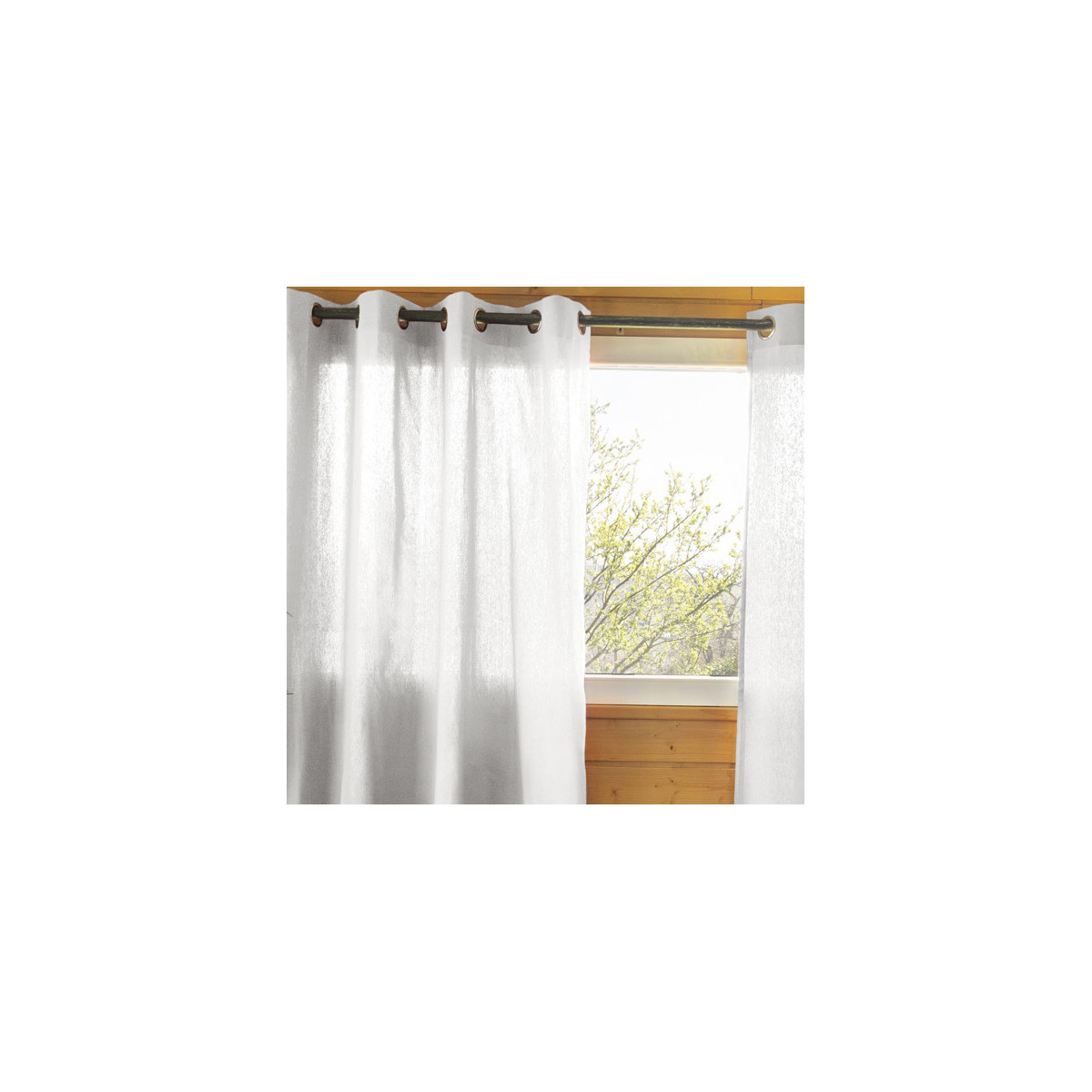 Sophie - Rideau 140x260cm Coton Coloris Nuage Oeillets Inox