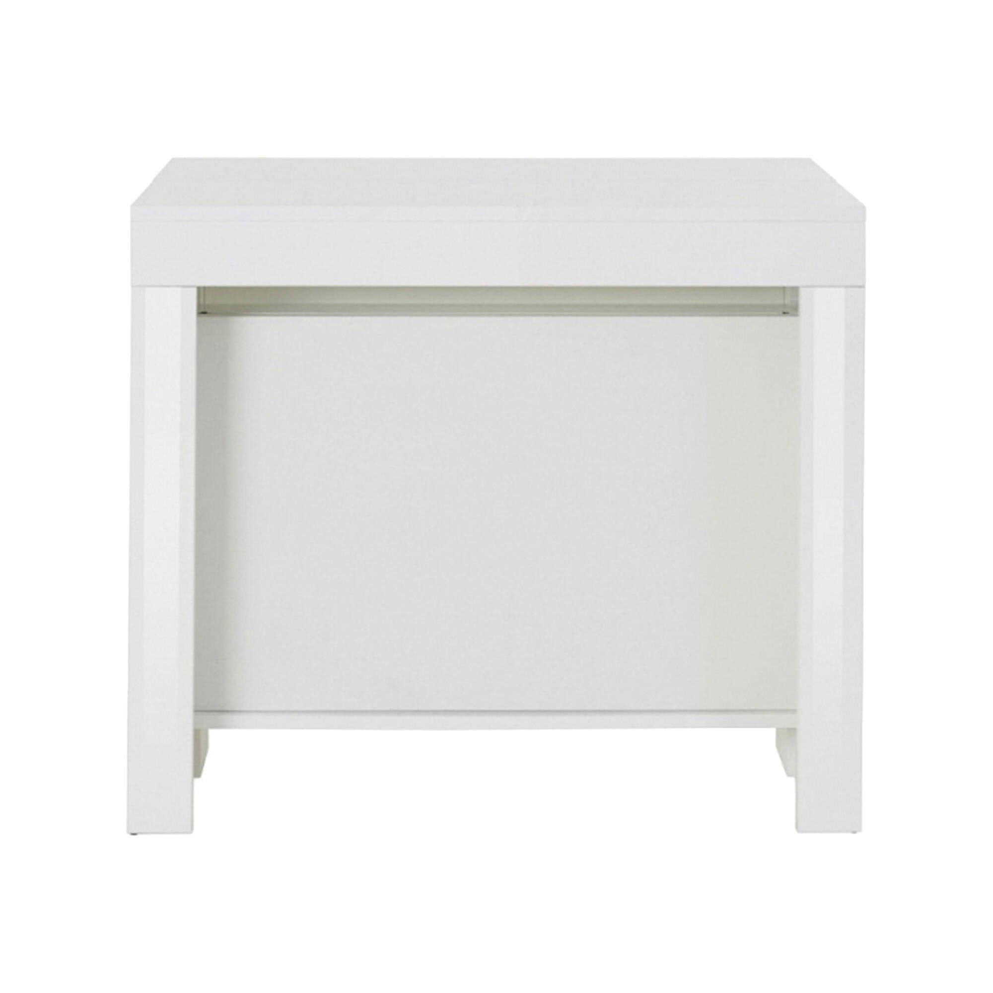 Console Extensible,effet Bois,blanc Brillant,300x90h77 Cm