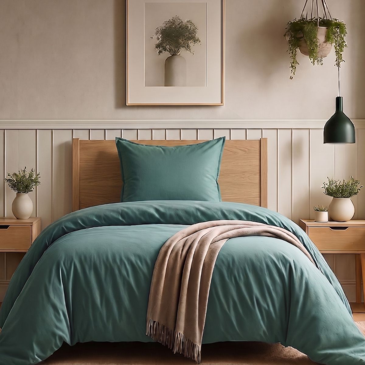 Parure Housse De Couette 140x200cm + 1 Taies 100% Coton Canard - Vitalia