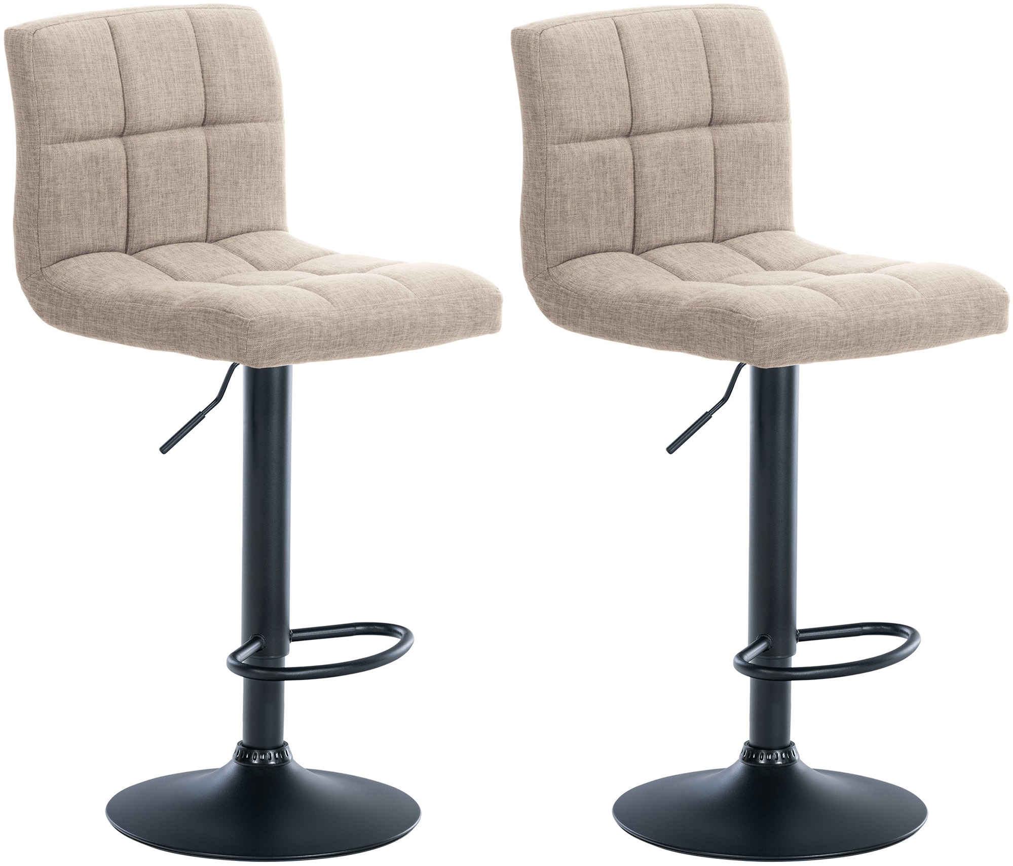 Lot De 2 Tabourets De Bar Calma Tissu Noir Crème