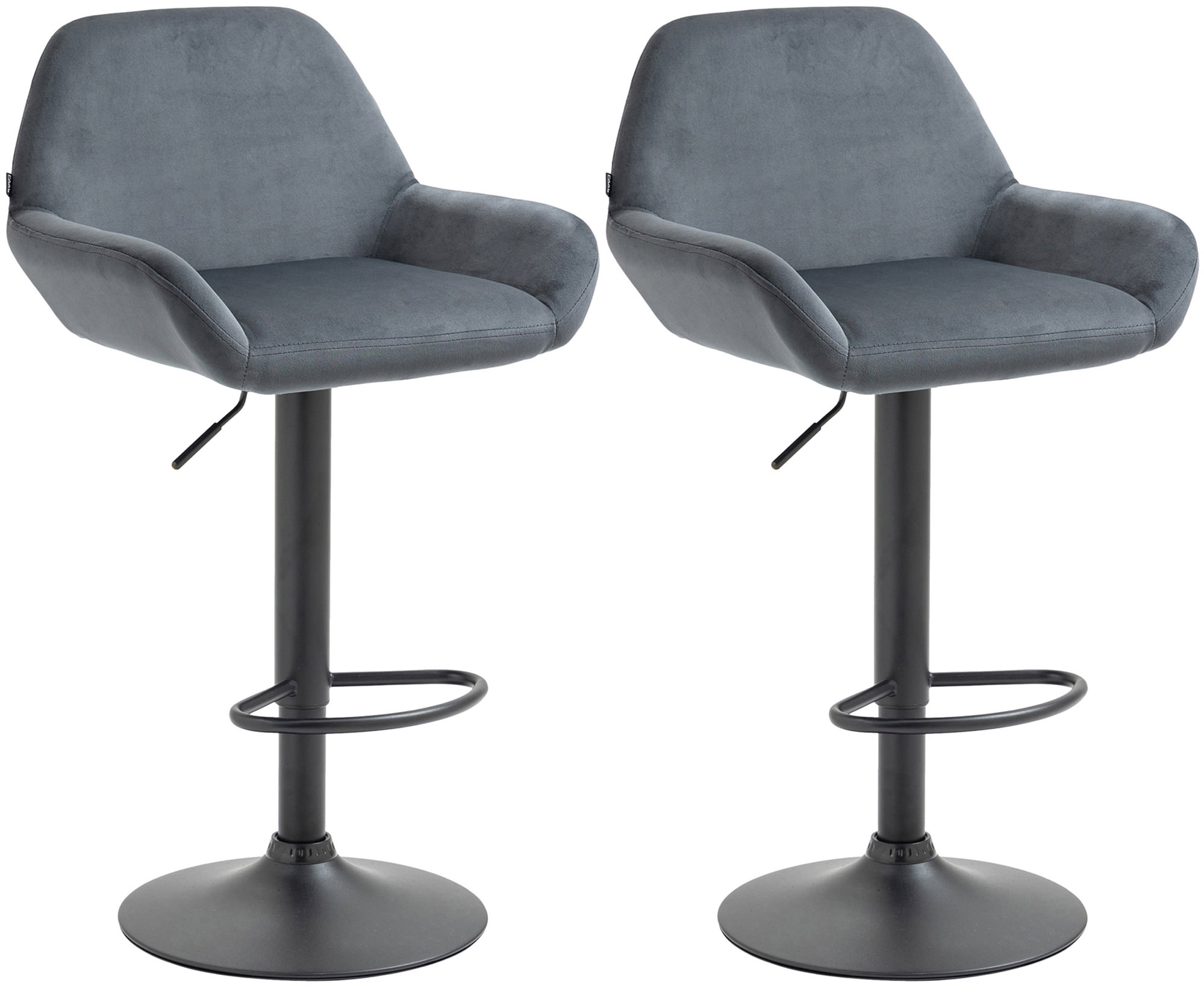 Lot De 2 Tabourets De Bar Braga Velours Noir Gris Foncé