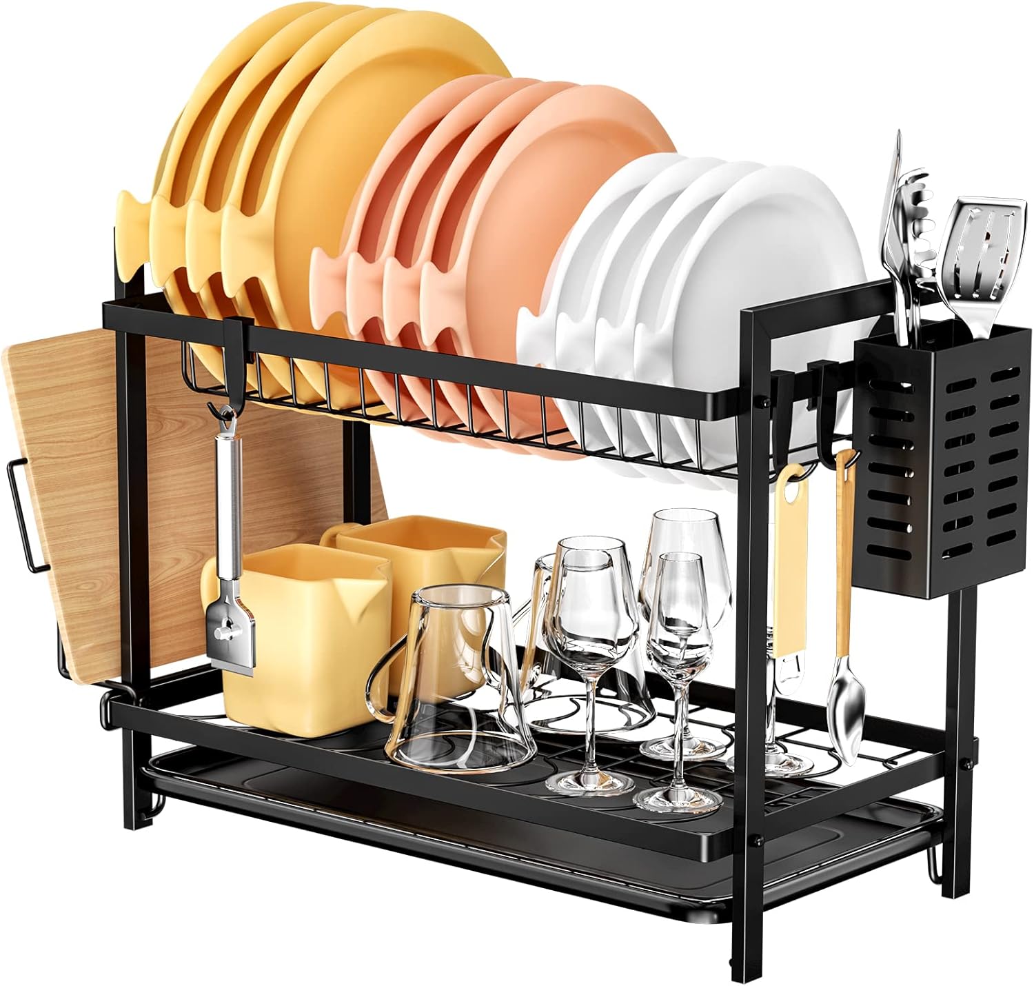 Égouttoir Vaisselle Cuisine À 2 Niveaux Noir