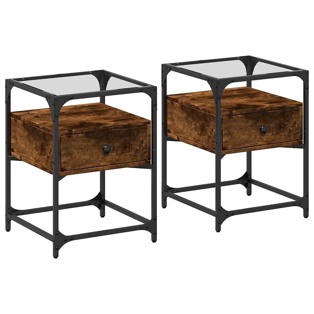 Lot De 2 Tables De Chevet Avec Tiroir 40 X 40 X 55 Cm Dec035125