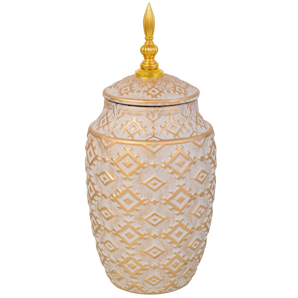 Vase En Céramique Doré, 15x34 Cm