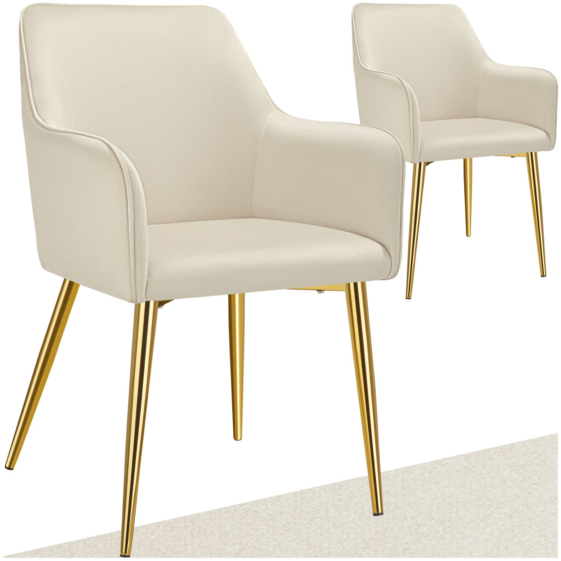 Lot 2 Fauteuils Aspect Velours Rembourrés Style Scandinave Beige