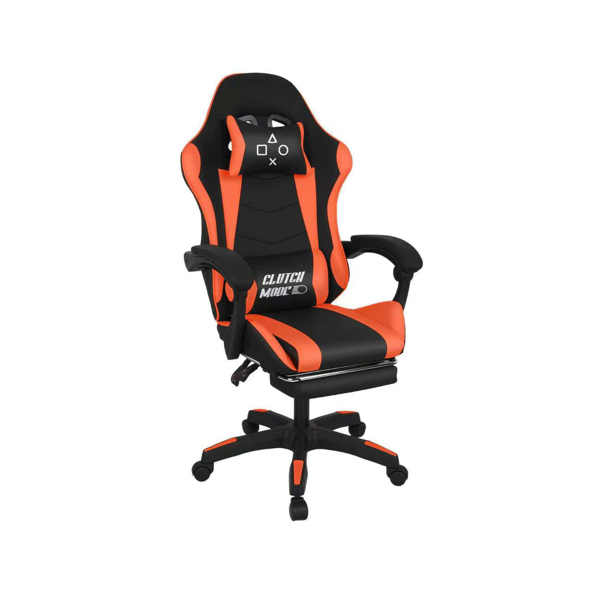 Clutch - Chaise De Gaming Ergonomique Avec Coussin Lombaire, Appuie-tête Et Repose-pieds En Pvc Noir Et Rouge