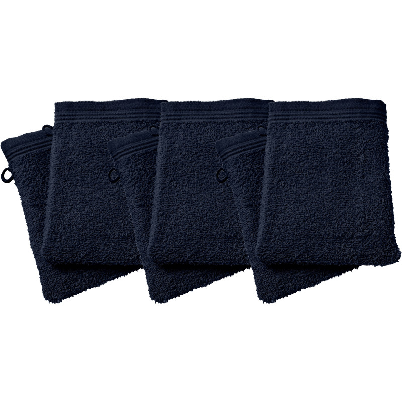 Lot De 6 Gants De Toilette Éponge "spa" 15 X 21 Cm / 400 Gr/m² - "spa" Bleu Nuit - - "spa" Bleu Nuit - Lot De 6 Gants De Toilette 15 X 21 Cm