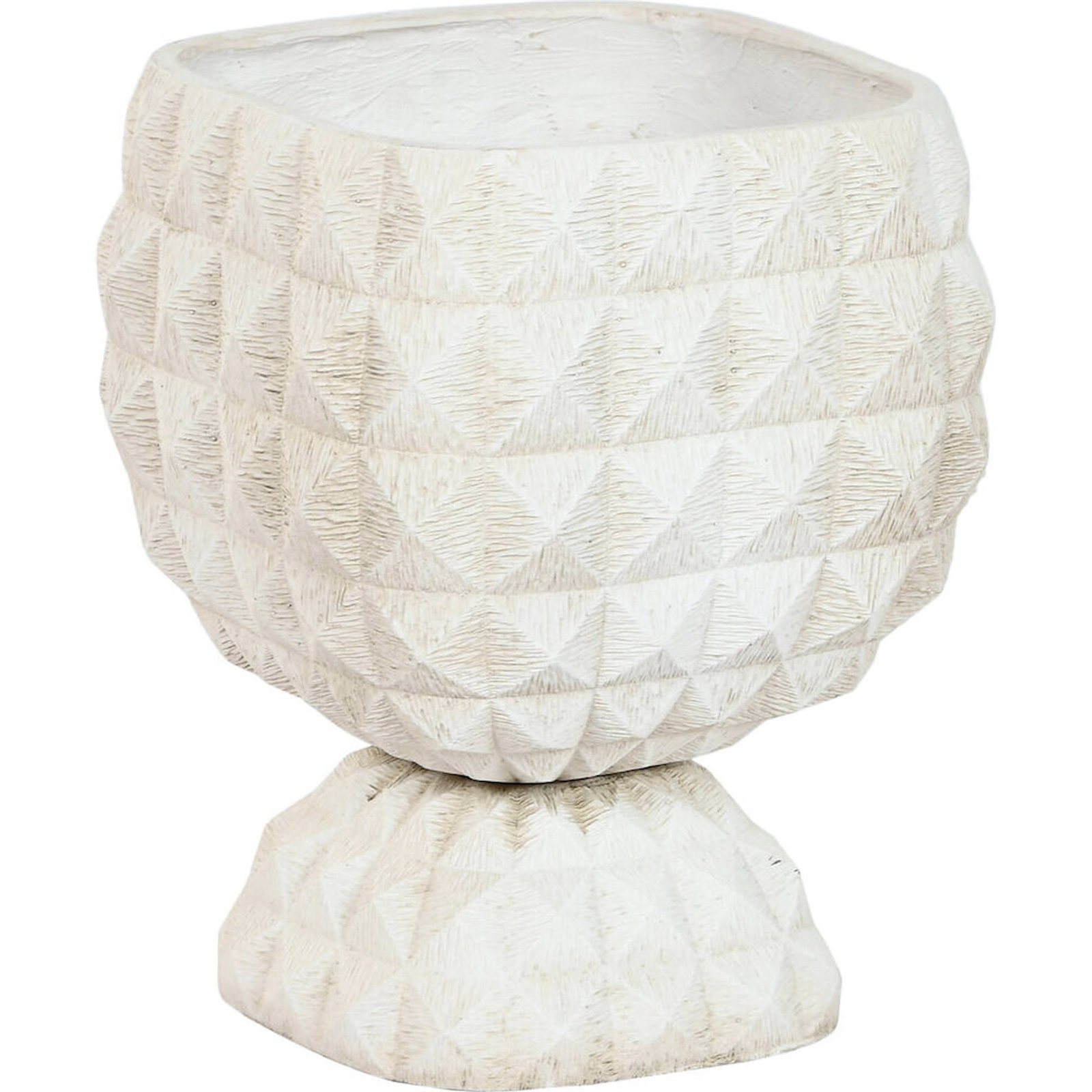 Pied De Pot Design En Fibre D'Argile Effet Vieilli Couleur Crudo - Crème Effet Vieilli