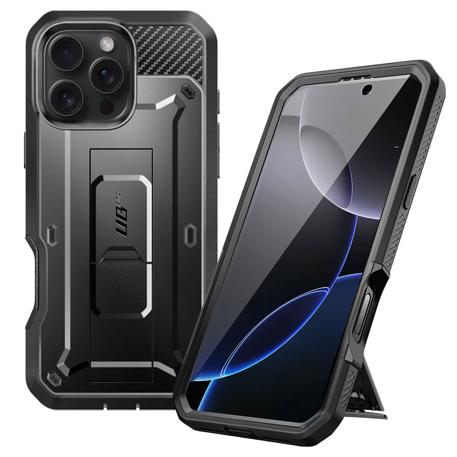 Coque Intégrale Pour Iphone 16 Pro Antichoc Béquille Support Noir Supcase