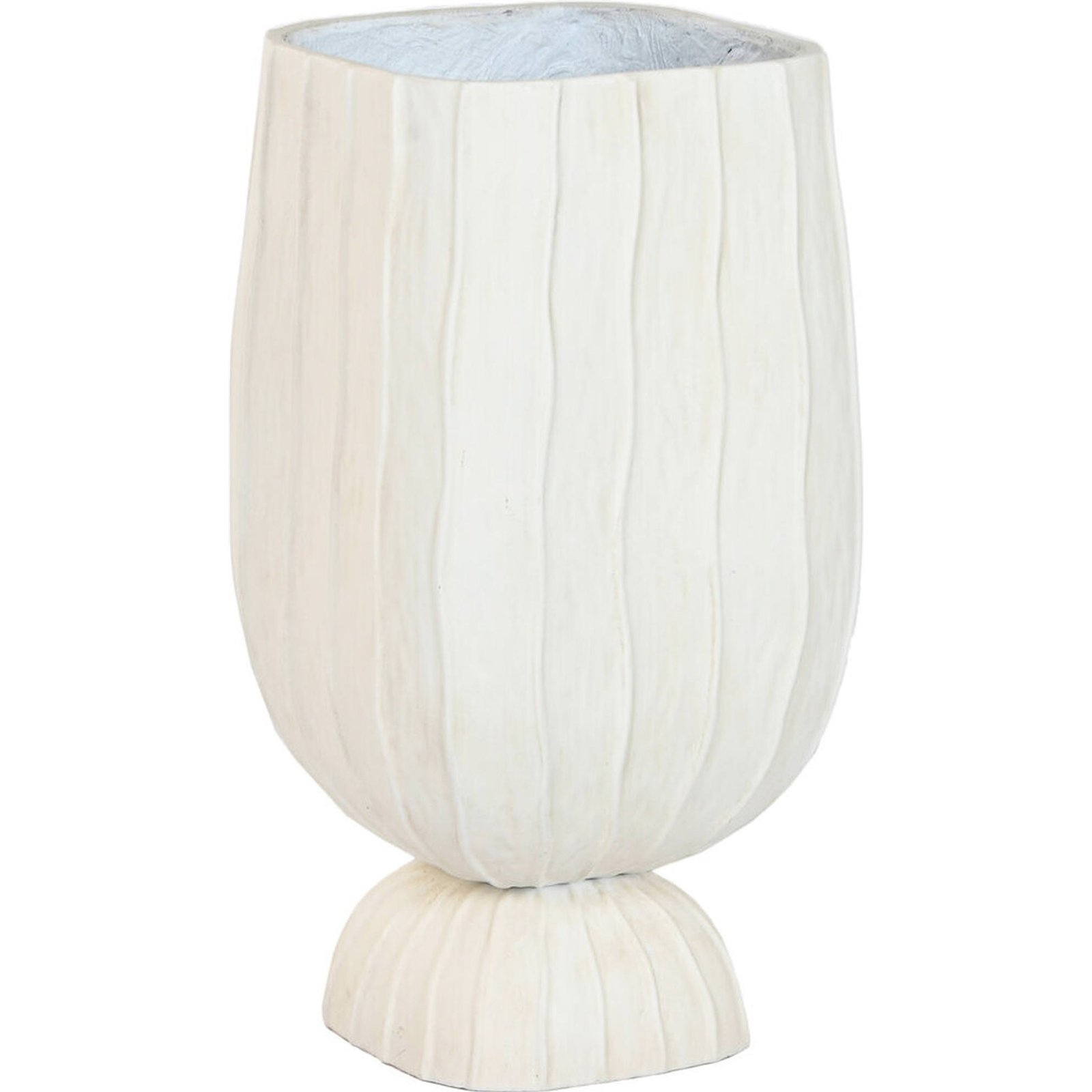 Support De Pot En Fibre D'Argile Effet Vieilli Coloris Naturel - Crème Effet Pierre Naturelle