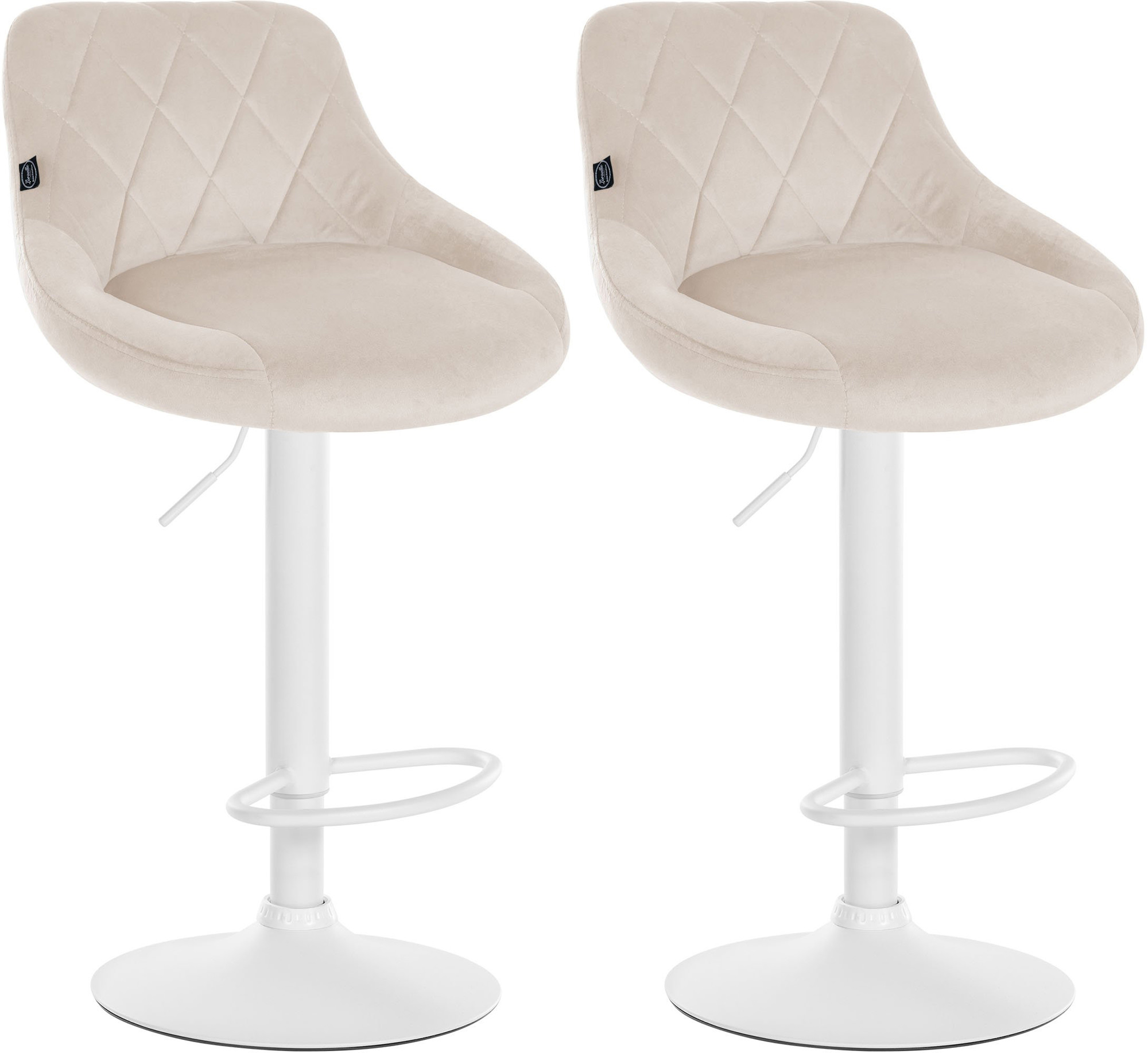 Lot De 2 Tabourets De Bar Lazio Velours Blanc Crème
