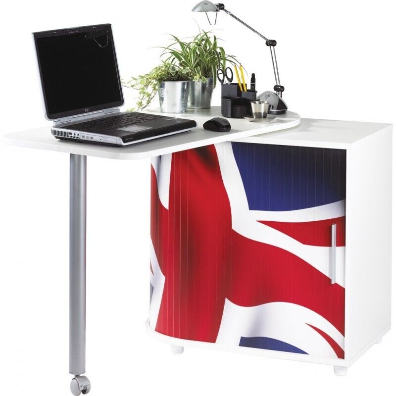 Bureau Informatique Beaux Meubles Pas Chers Drapeau Anglais 701 Pivotant Blanc Mélaminé