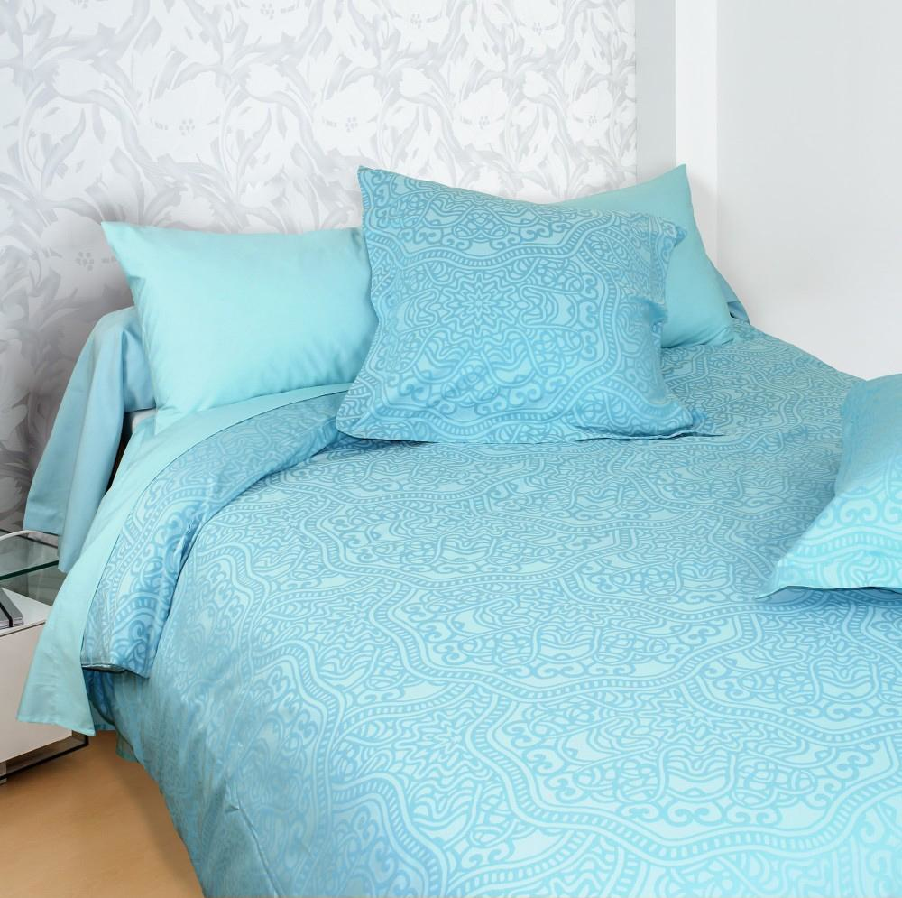 Linnea Panthéon Housse De Couette Bleu Satin 240 X 220 Cm