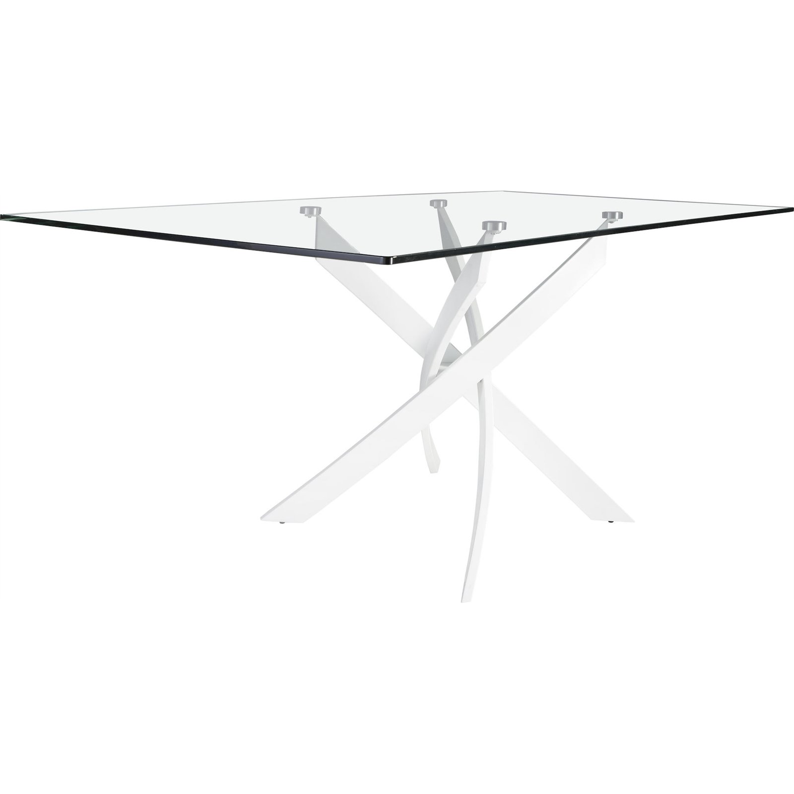 Table À Manger Verre Trempé Design Angel Cerda - Verre Transparent Et Acier Blanc