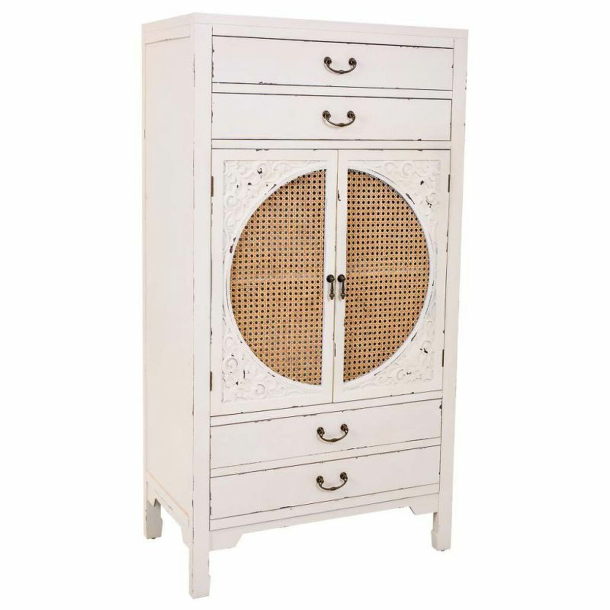 Armoire Alexandra House Living Blanc Rotin Bois D'épicéa Bois Mdf 40 X 135 X 70 Cm
