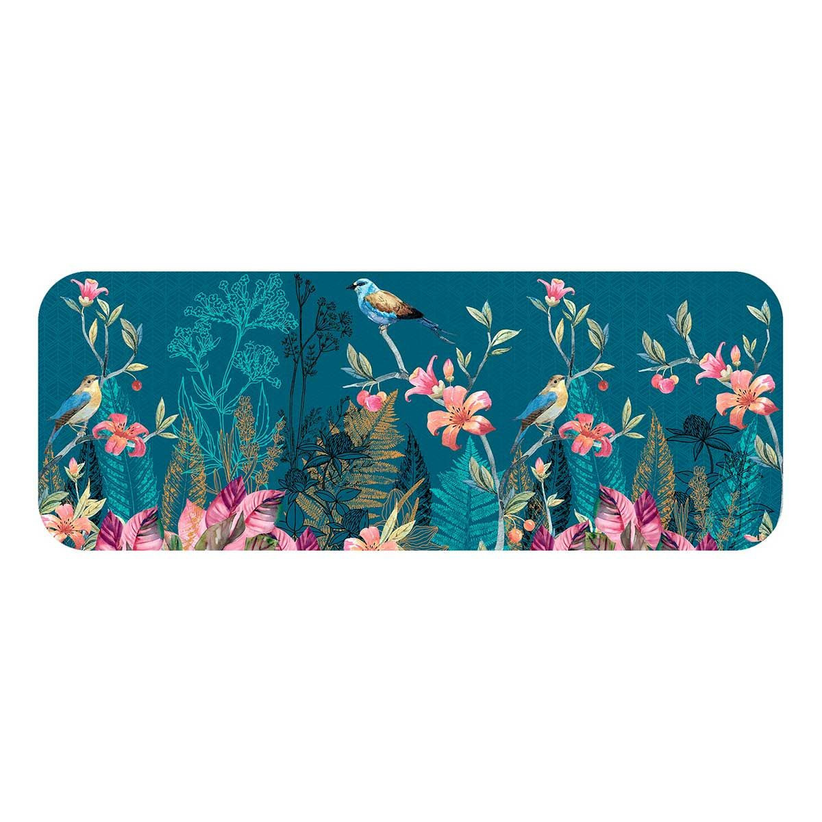 Tapis Déco Imprimé "alouette" 45x120cm Bleu