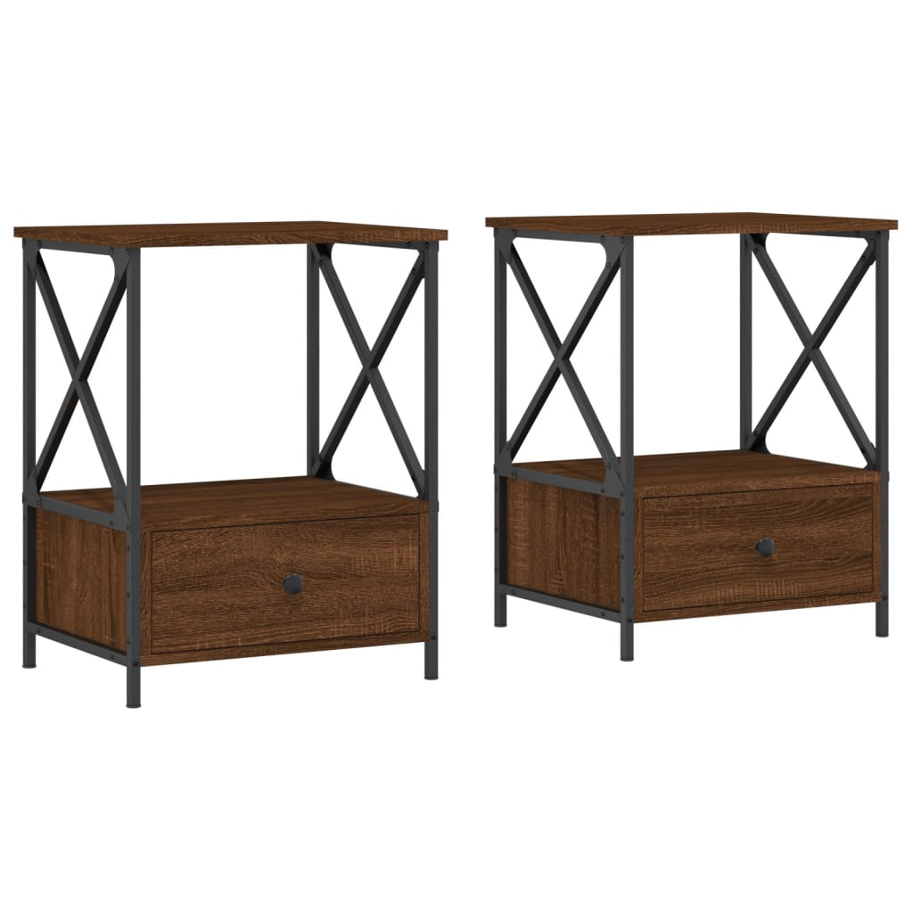 Lot De 2 Tables De Chevet Avec Tiroir 50 X 41 X 65 Cm Dec035211