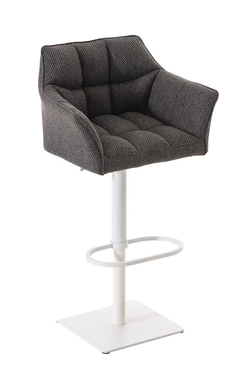 Tabouret De Bar Chaise Haute De Comptoir Couture Carrées Assise En Tissu Gris Titane 10_0004757