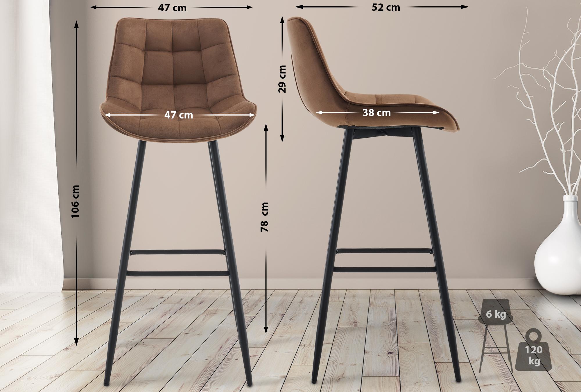 Tabouret De Bar Dartford Velours Brun