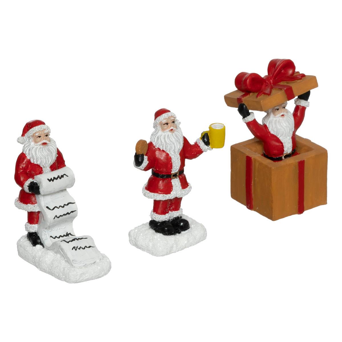 Lot De 3 Santons Pour Village Père Noël H.21cm Assorti - Feeric Lights & Christmas