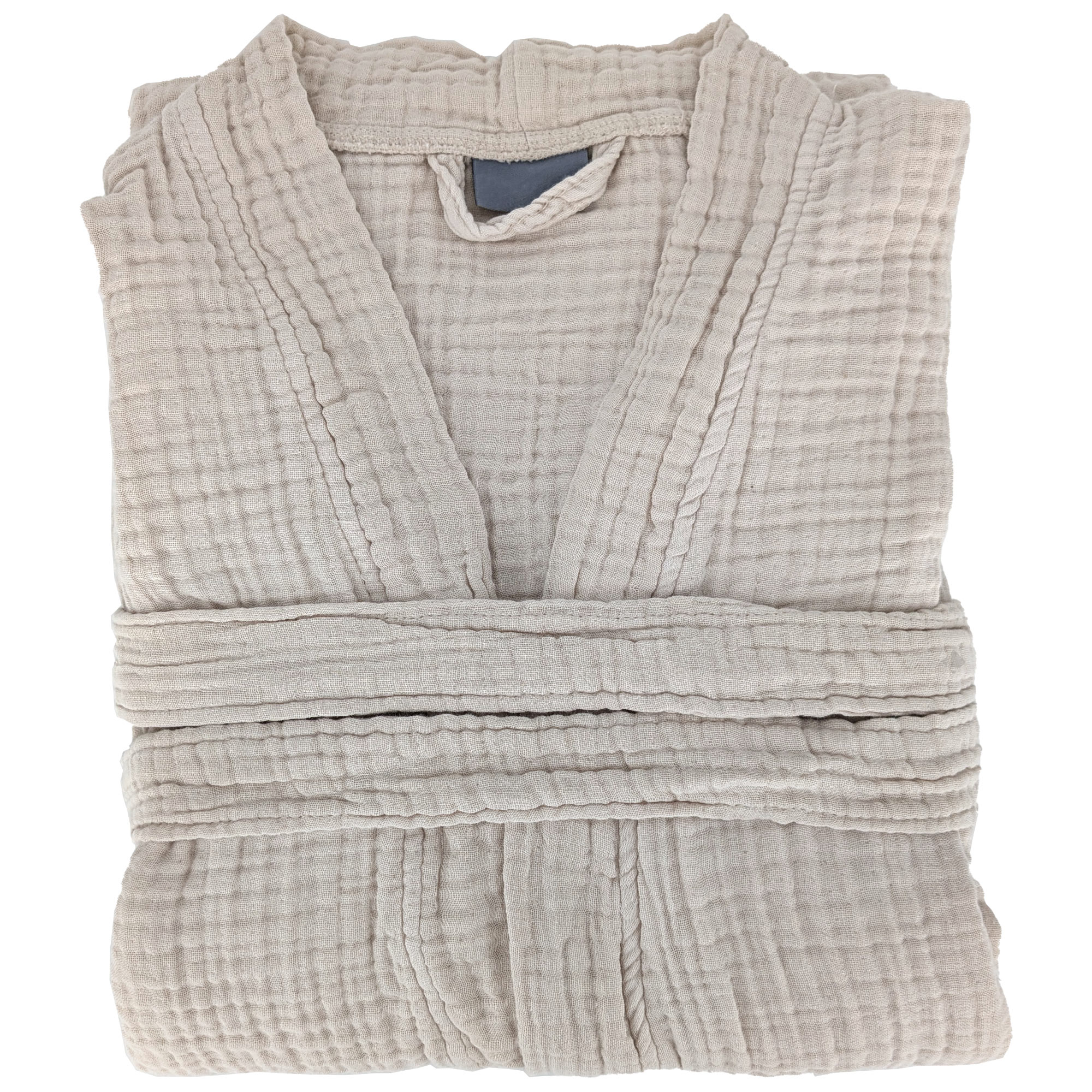 Peignoir Col Kimono Kea Mousseline De Coton Taille S-m Beige Ficelle