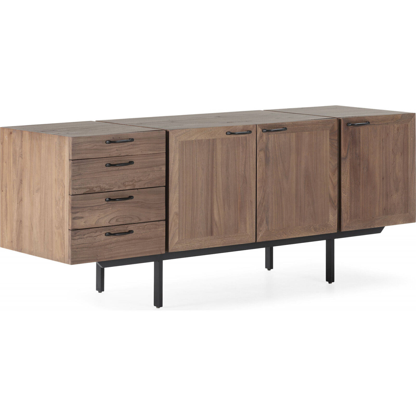 Buffet Design Élégant En Bois D'Orme Et Métal - Bois D'Orme Naturel Avec Accents Métalliques